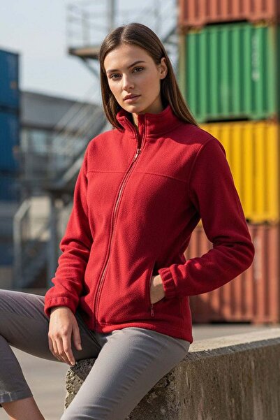 RIMECK Women's jacket, fleece sweatshirt, burgundy, with zipper, for women