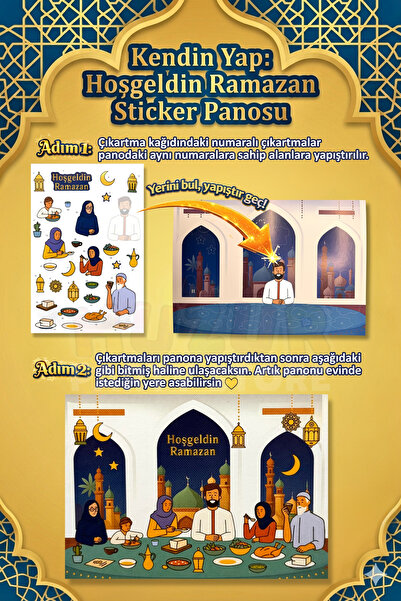Huzur Party Store 30 Parça Kendin Yap Hoşgeldin Ramazan Sticker Pano Çocuklar...
