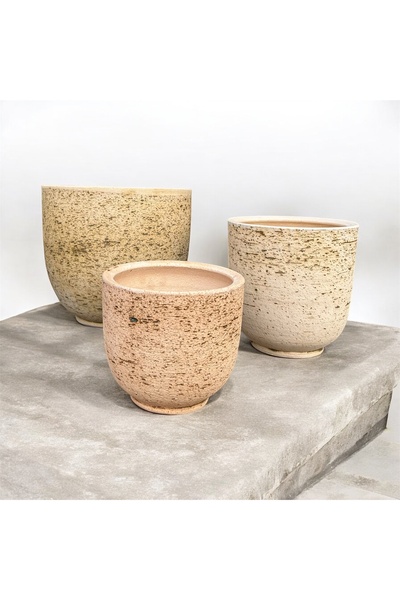 egesaksı Beyaz antik sırlı U Jar saksı 🪴