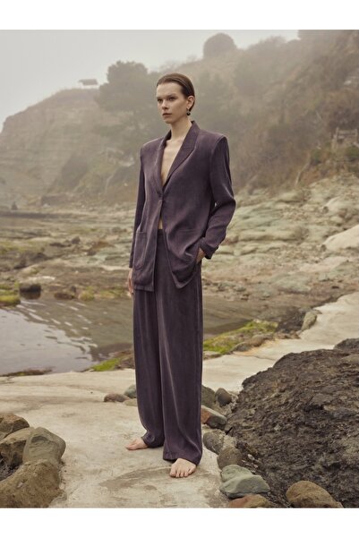 BRN Women's Plum Oversized Blazer Jacket – Relaxed Fit, Modern and Stylish De...