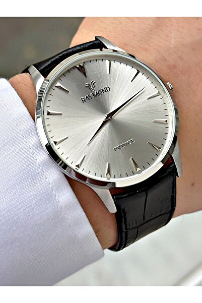 Raymond Black-White Color 5 Atm Water Resistant Slim Steel Case Men's Wristwa...