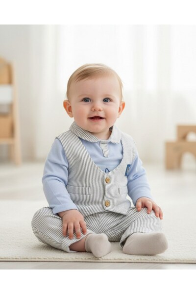 Ege Bebek طقم أطفال أنيق مكون من 3 قطع للأولاد الرضع من عمر 6-9-12-18 شهرًا، ...