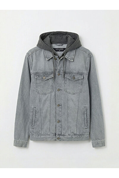 LC Waikiki Γκρι ανδρικό τζιν μπουφάν τυπικής εφαρμογής