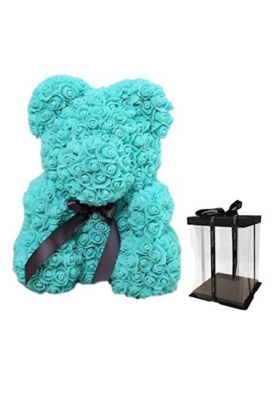 OEM Floral Bear, Turquoise Bear Decorated with Foam Roses, 40 cm, Decorative ...