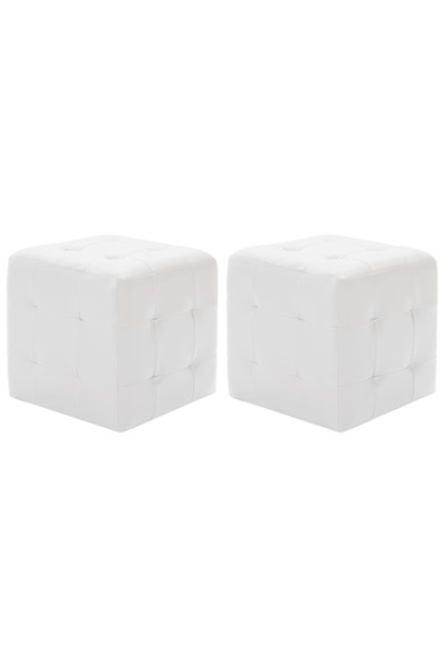 vidaxl Pouffe 2 pcs White 30x30x30 cm Faux Leather