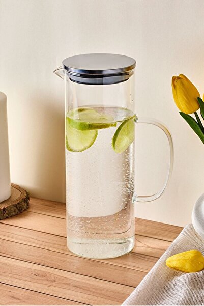 Homerest 1200 ml Borosilikat Cam Buzdolabı Sürahisi, 1.2 Litre İnce Cam Moder...