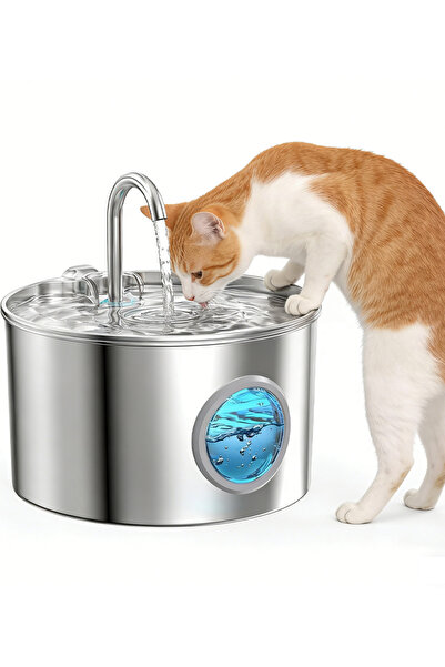 Pomefar نافورة مياه للحيوانات الأليفة، 3.2 لتر، مصنوعة من الفولاذ المقاوم للص...