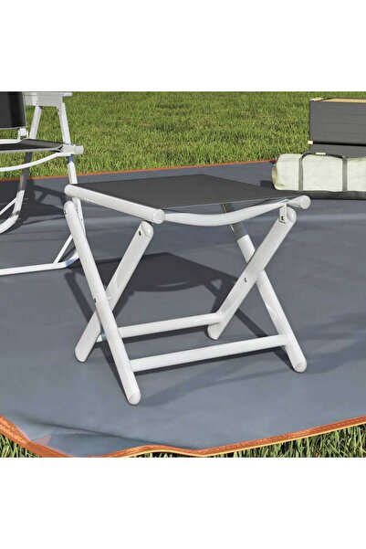 vidaxl Folding Footrest Black and Silver Textilene and Aluminium