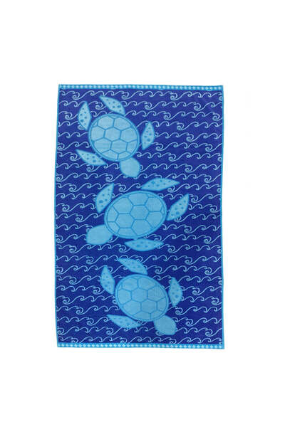 BYFT Mimosa Beach Towel Blue Turtle 86 X 162 Cm Cotton Pool Towel