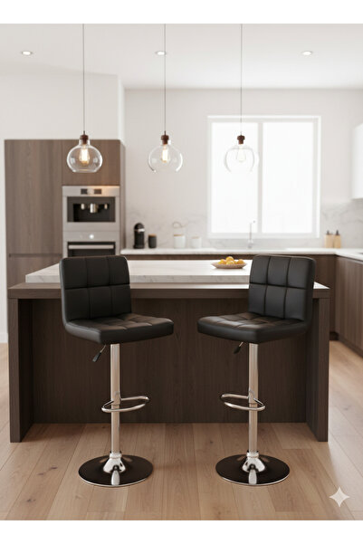 co arma Adjustable black bar stool with footrest - Modern swivel chair - 112X...