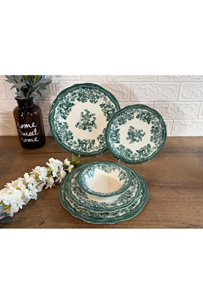 Porser Velour Green Fulya Yemek Takımı 24 Parça