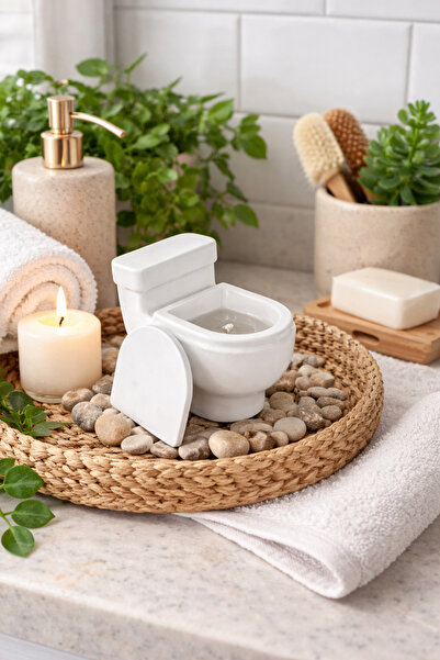 Lumaria Studio Mini Klozet Jel Mum 7 cm – Banyo & WC Dekoratif Mum | 5,5 cm Çap