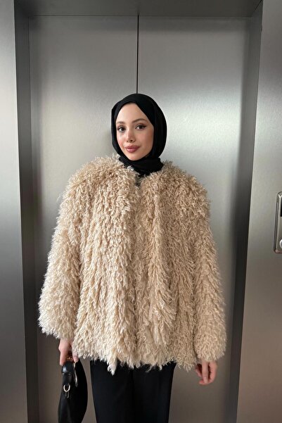 QUQA Curly Peluş Kaban - Bej