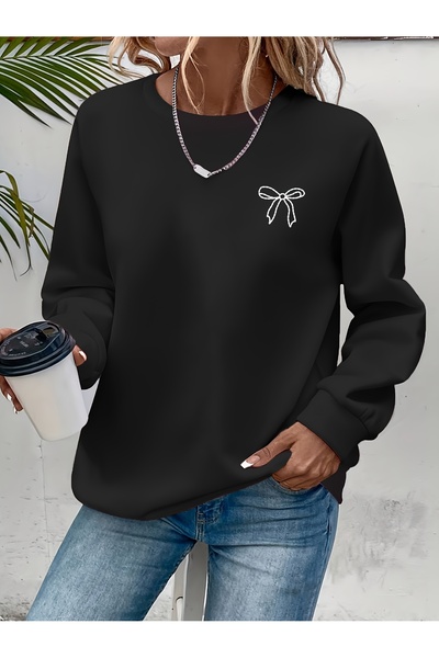 Deocept سويت شيرت نسائي مطبوع برقبة دائرية مريح ومريح