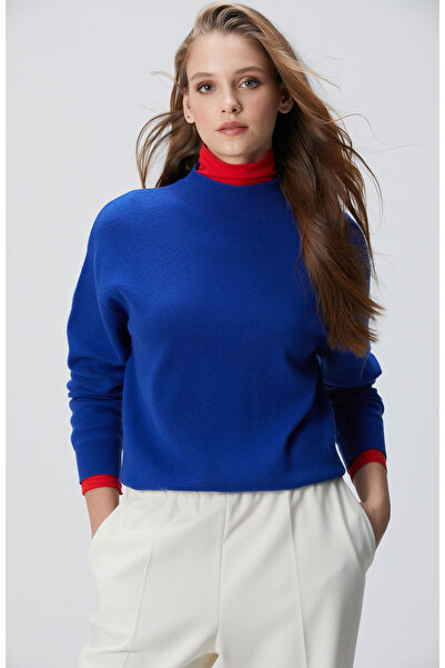 Network Mavi Yün Karışımlı Triko Kazak