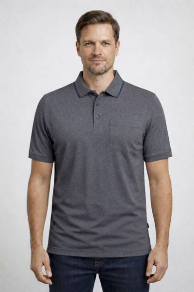 YAKAMEL Tricou pentru bărbați, cu guler polo, din bumbac pieptănat, imprimat ...