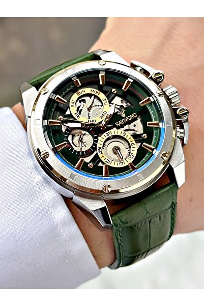 Raymond Functional Green Color 5 Atm Water Resistance Steel Case Men Wristwat...
