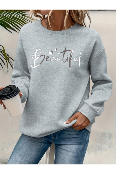 Deocept سويت شيرت نسائي مطبوع برقبة دائرية مريح ومريح