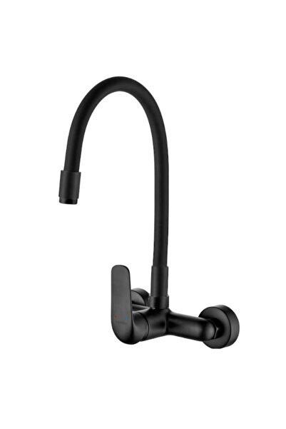 Kuchinox Βρύση Κουζίνας BKE B81D με Επιτοίχια Στήριξη, Εύκαμπτο Ρύγχος, Ματ Μ...