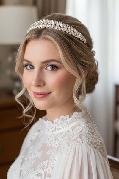 TAKIŞTIR Zirkon Taşlı Gelin/Kına/Nişan/Söz Tasarım Taç