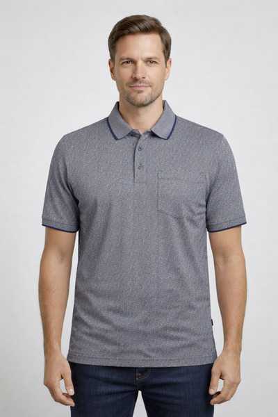 YAKAMEL تي شيرت رجالي بياقة بولو من القطن الممشط الرقمي ذو مطبوع أزرار مريح ل...