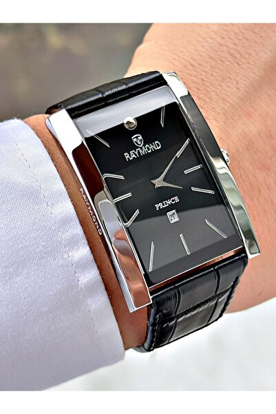 Raymond Square Dial Black Color 5 Atm Water Resistance Steel Case Men Wristwa...
