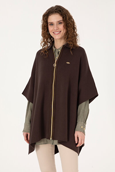 U.S. Polo Assn. معطف تريكو بني داكن للنساء 50310234-VR084