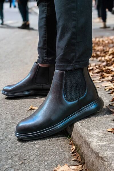 CanBambi Erkek Siyah Lüx Chelsea Ortopedik Bot