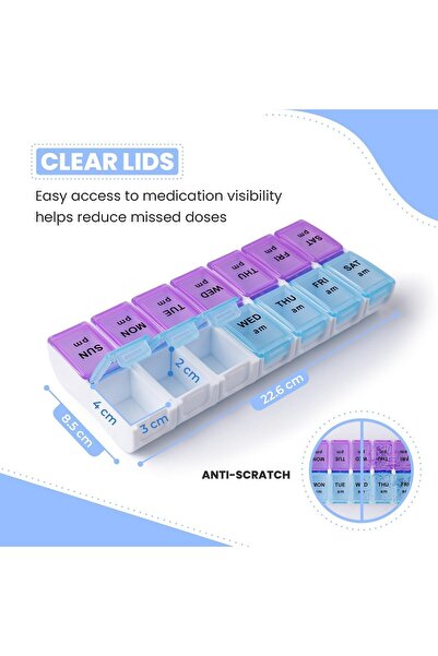 Ritec NEESTARTLY Pill Box Organiser, Pill Boxes 7 Day 2 Times a Day Weekly Me...