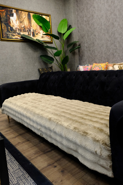 DEKOMOD Plush Sofa Cover Fluffy Bubble Brown Just for Sitting 1 Piece 90X200 cm