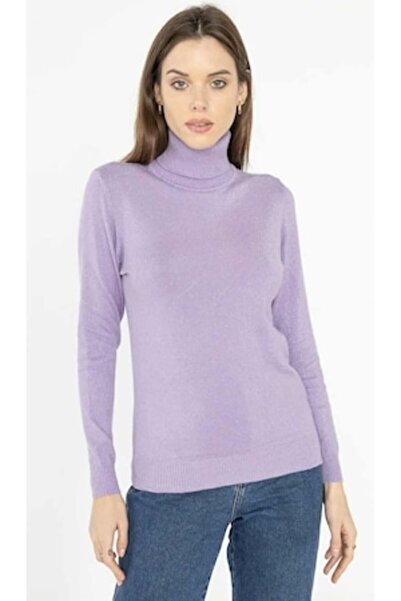 OEM Pulover cu guler înalt pentru femei - Lila Pastel