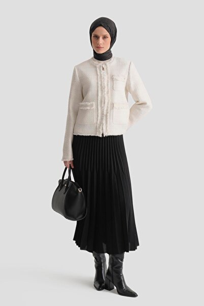 Armine Tüvit Ceketli Takım Beyaz