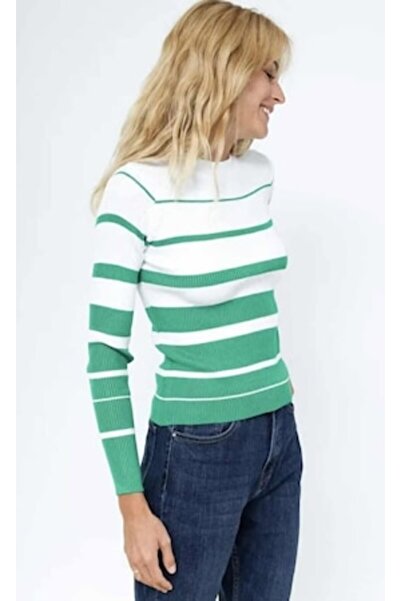 OEM Pulover tricotat cu dungi verzi și albe