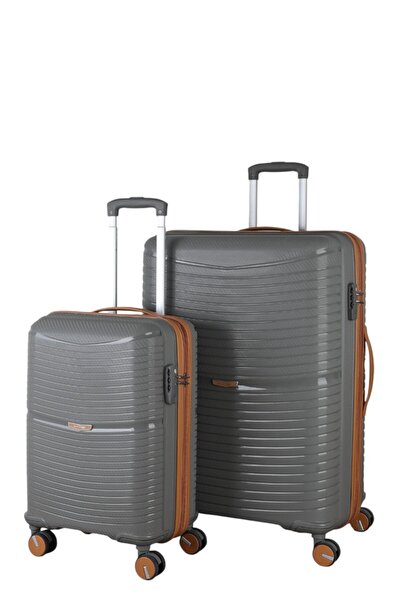 MÇS V379 AURA Y.ÜRETİM PP VALİZ 55 CM + 75 CM SİYAH SET