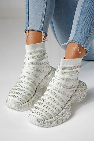 Zaira Women's white textile sneakers Desia #24077 - 40