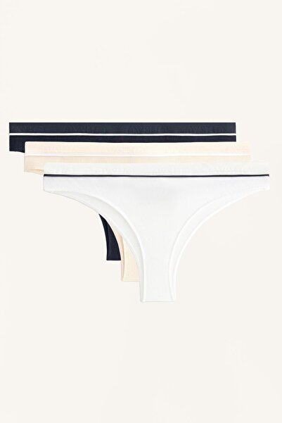 Oysho 3'lü fitilli pamuk karışımlı Brezilya modeli külot