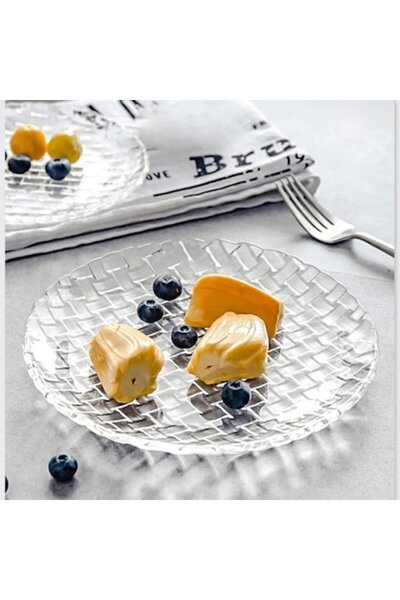 OEM Serving Plates Set, Glass, Transparent, 6 Pieces, 3D Model, 26cm