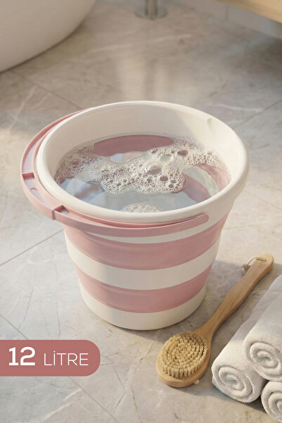 Vienev 12 L Katlanır Kova Pembe | Yer Kaplamayan Akordiyon Tasarım