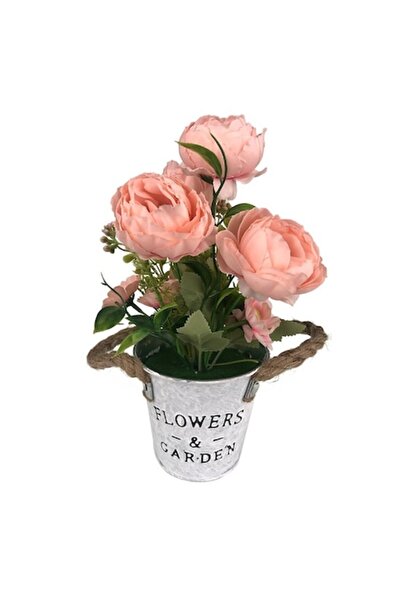 OEM Jardinieră cu găleată metalică cu mânere din frânghie și bujori din plastic