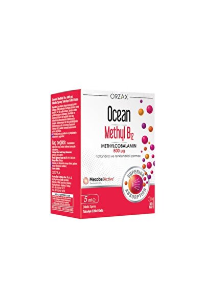 Orzax Ocean Methyl B12 Metilcobalamin 500µg 5ml Dilaltı Sprey
