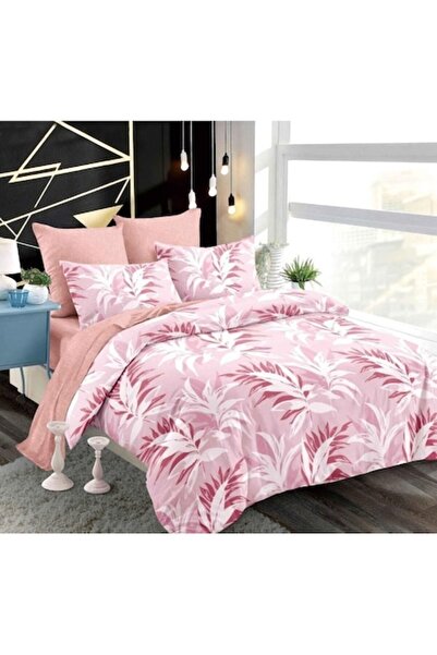 OEM Set lenjerie de pat dublu, Spring, material satinat, cearșaf elastic, imp...