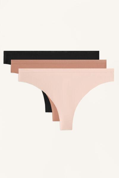 Oysho 3'lü logolu poliamid karışımlı tanga külot