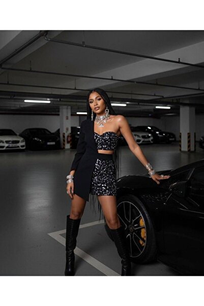 EtikaOnline Crep kumaş şort detaylı ceket elbise kadın