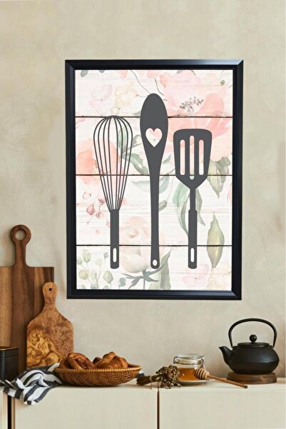 LUXRN Tablou de perete înrămat cu tematică de bucătărie, laminat, înrămat, mo...