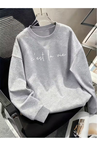 Deocept سويت شيرت نسائي مطبوع برقبة دائرية مريح ومريح