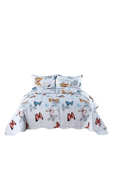 OEM Cuvertură și 2 fețe de pernă, pat dublu, 3 piese, imprimeu cu fluturi mul...