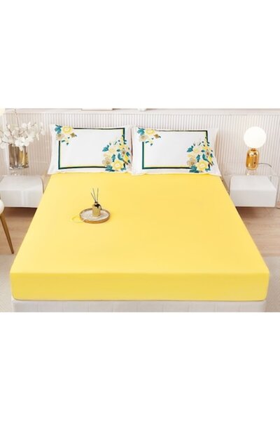 OEM Cuvertură de pat, flanel, 3 piese, 2 persoane, 160x200cm, galben-multicolor