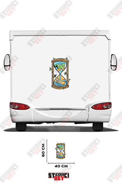 STİCKERCI BEY ملصق تزيين للعربات المتنقلة بنمط الساعة الرملية مع تصميم البحر ...