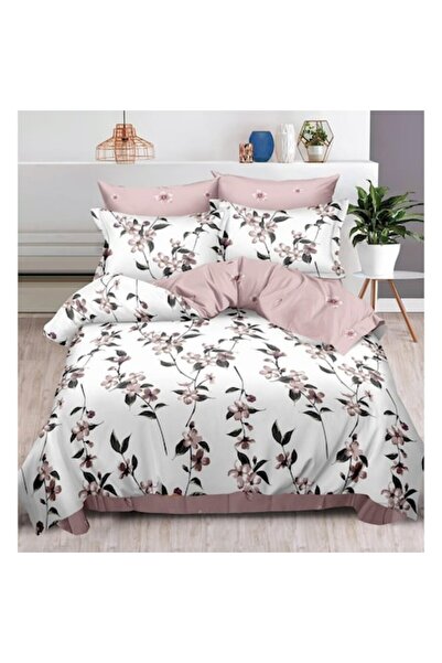 OEM Set de lenjerie de pat din fleece, elastic, 6 piese, roz cu model, 180x20...