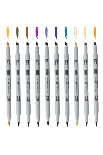 Tombow AB-TP PRO Dual Brush Pen Grafik Kalemi 10'lu Bundle Yumuşak Renkler